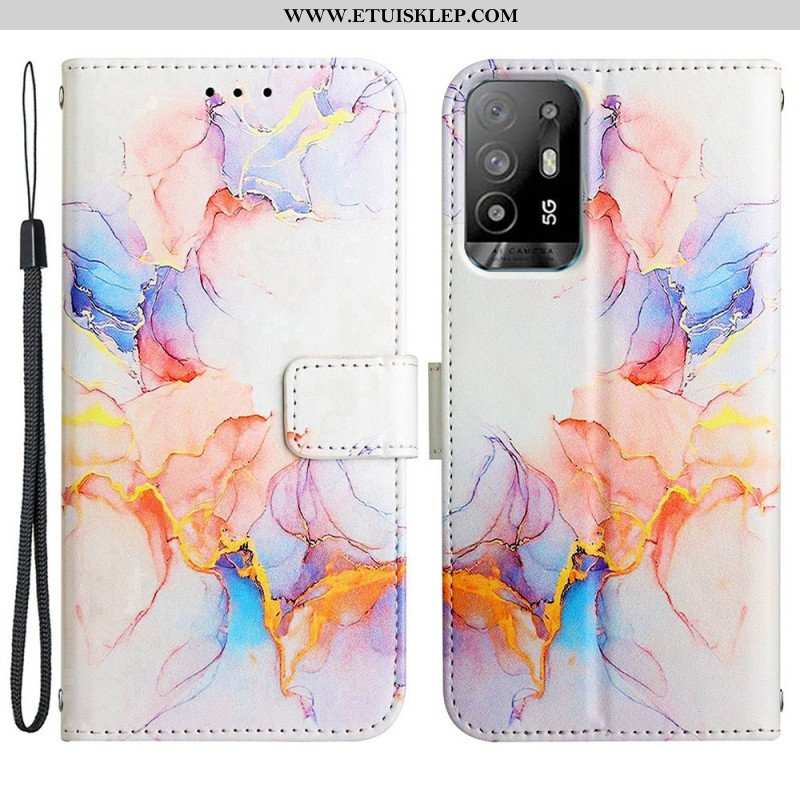 Etui Folio do Oppo A94 5G Marmur Ze Smyczą